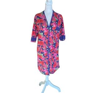 Victorias Secret Vintage Gold Label Floral Nightgown Button Up Womens Med Large